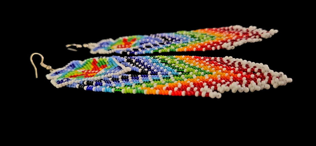 Handmade Rainbow Seed Bead Earrings: Boho Chic 925 Silver Hook