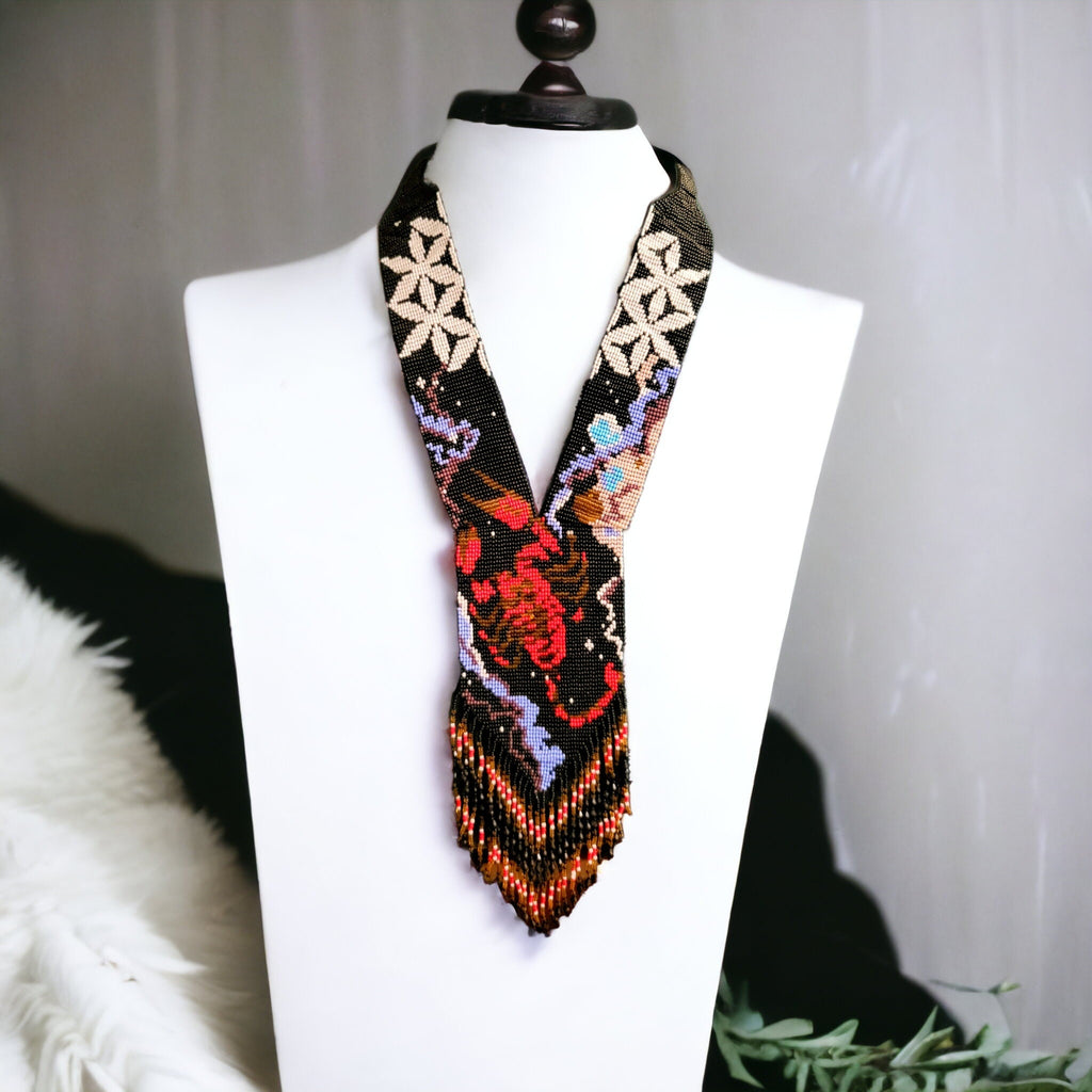 Handmade Scorpion Beaded Necklace: Loom Beadwork, Zodiac Jewelry