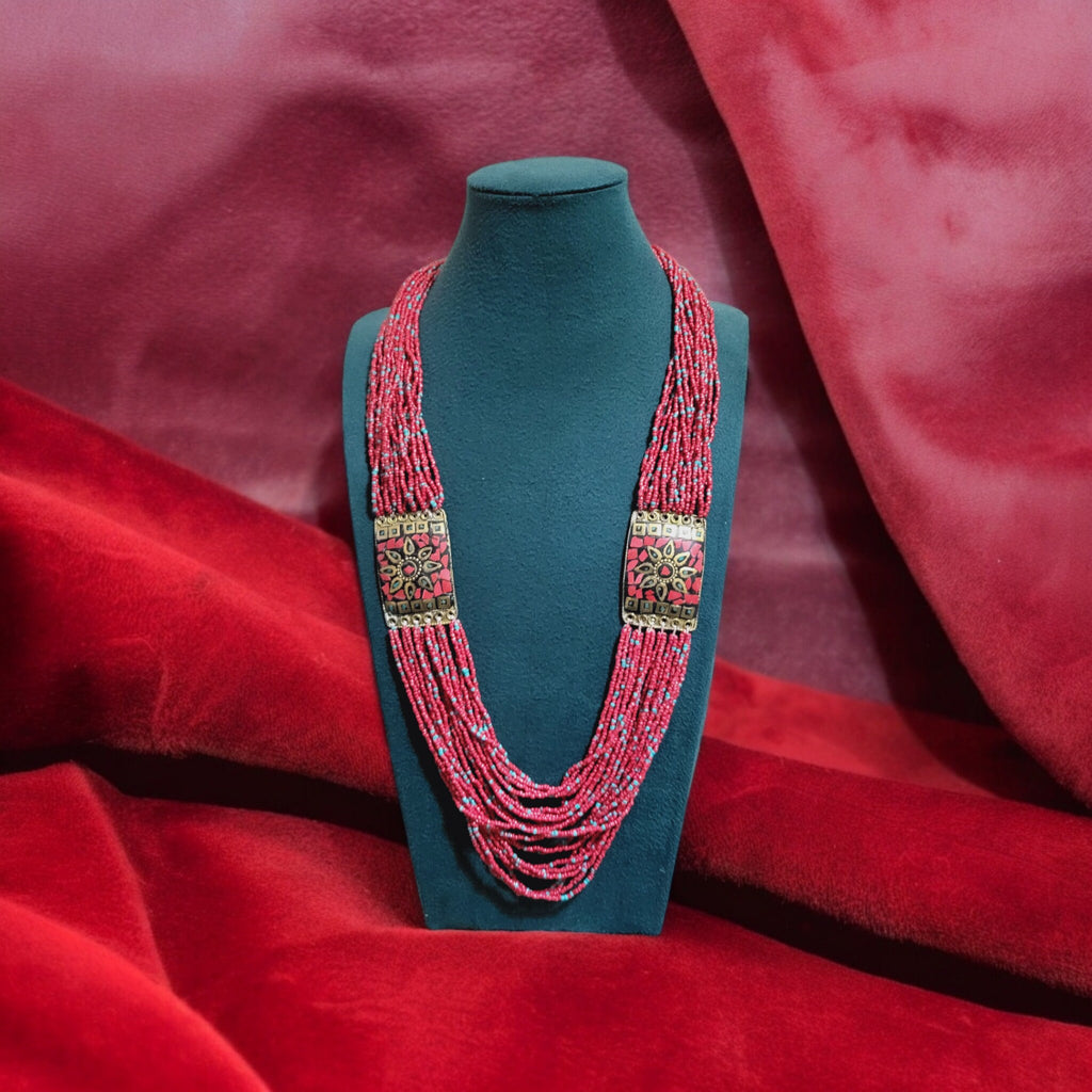 Tibetan Beaded Layered Necklace: Nepal Ethnic Boho Jewelry