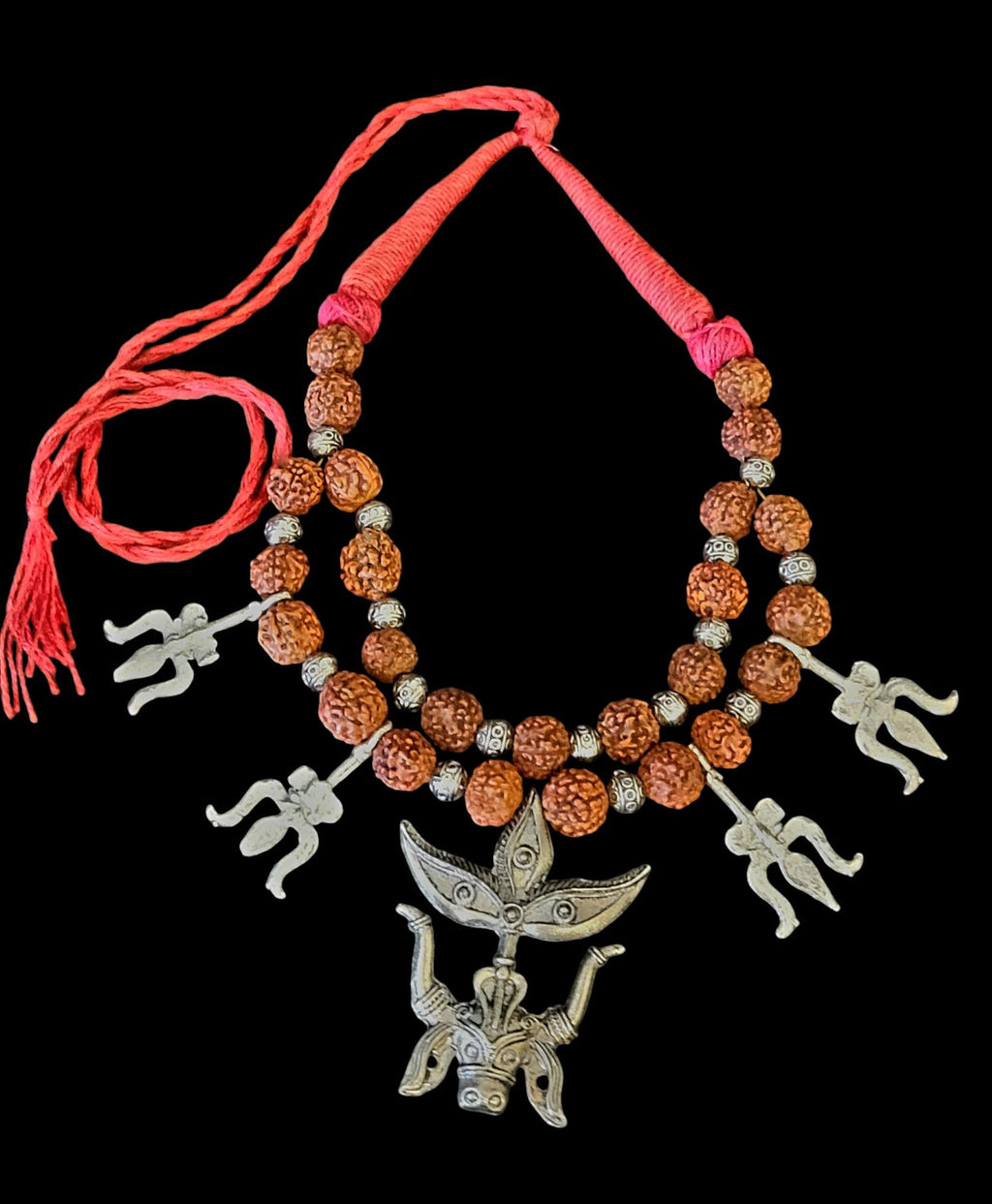 Kali Goddess Necklace: Rudraksha Thread Pendant, Hindu Amulet