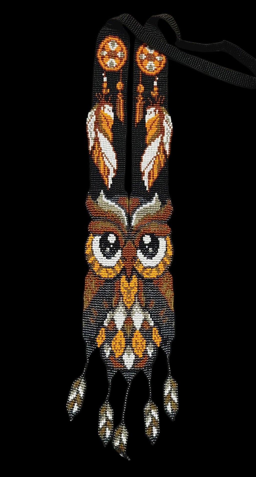 Handmade Beaded Owl Necklace: Long Statement Jewelry