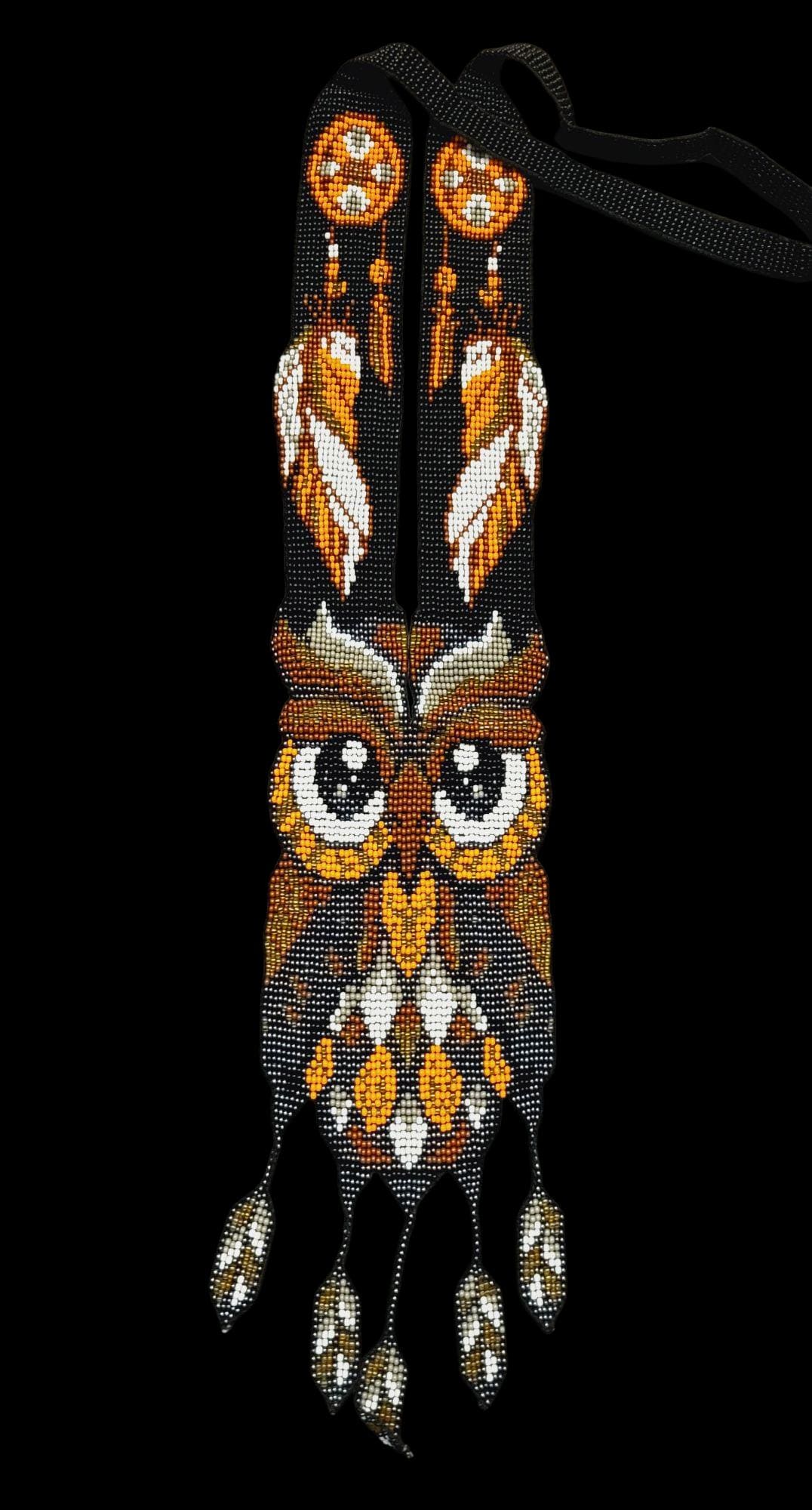 Handmade Beaded Owl Necklace: Long Statement Jewelry