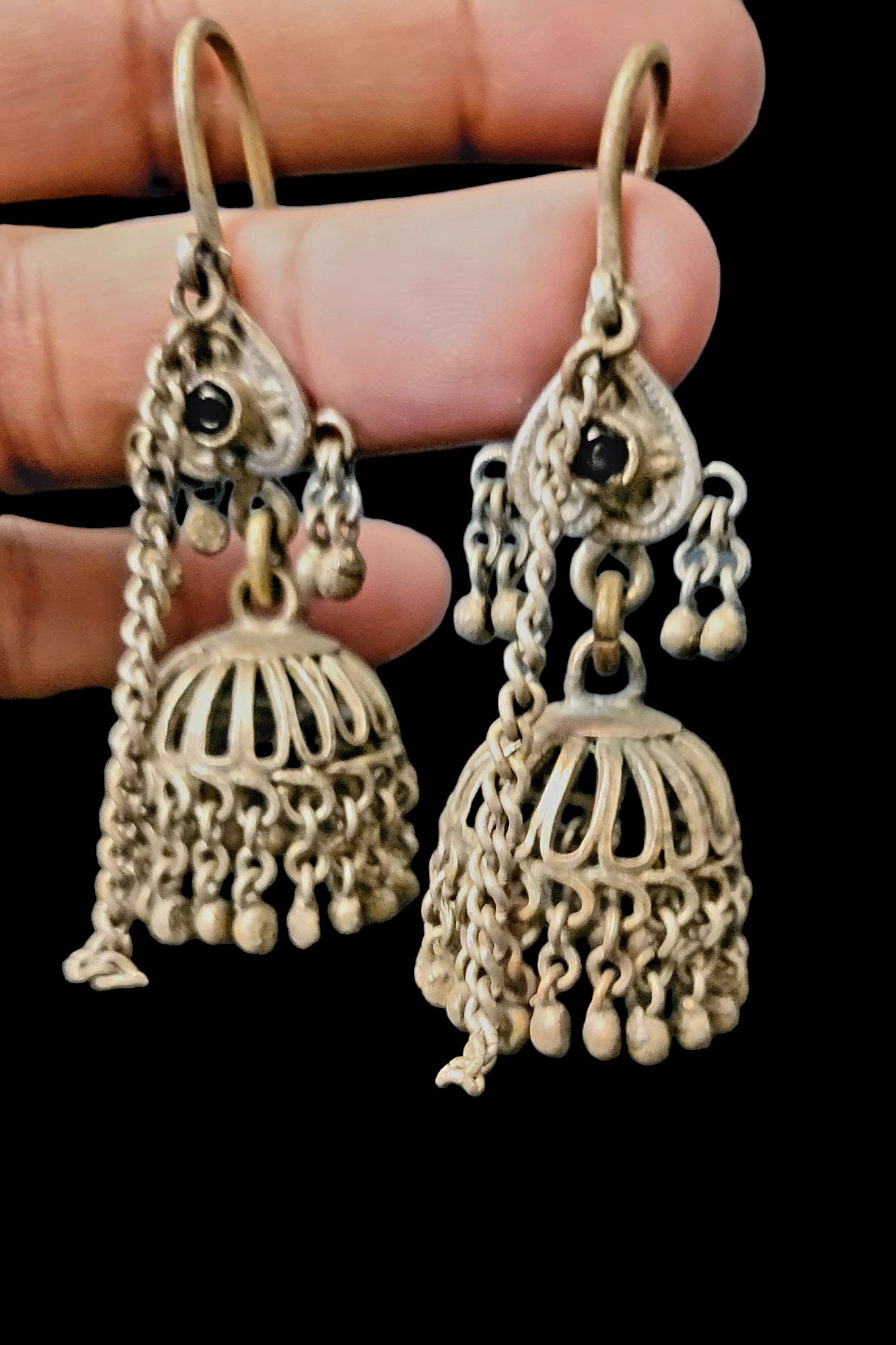 Stare afgańskie Jhumki, Miłośniczka vintage, Styl vintage, Biżuteria vintage, Antyk, Prezent, Przesyłanie miłości, Indyjskie Jhumki, Styl Banjara, Biżuteria plemienna,