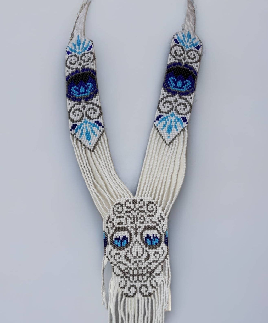 Handmade Seed Bead Skull Necklace & Earring Set