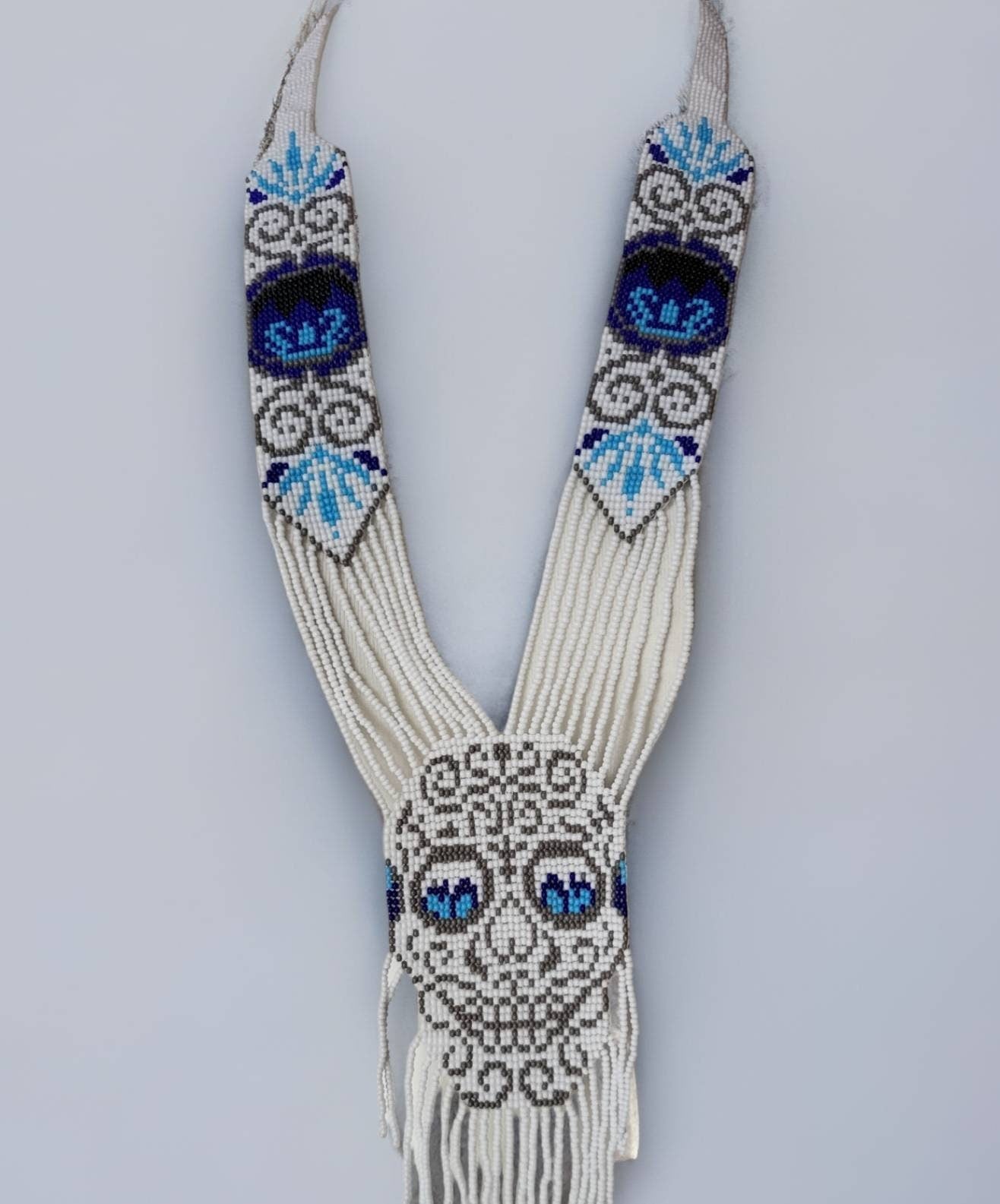 Handmade Seed Bead Skull Necklace & Earring Set