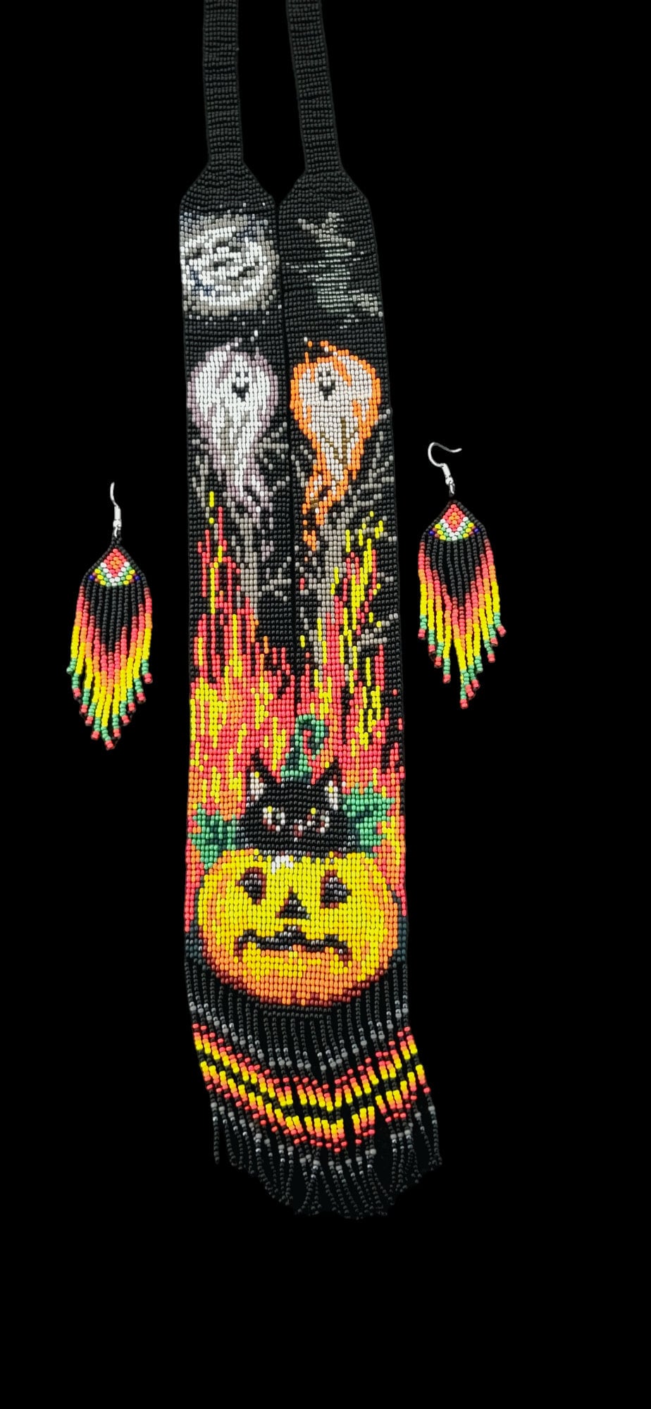 Handmade Beaded Halloween Necklace: Pumpkin Jewelry