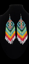Handmade Beaded Earring,Fringe Earrings,Long Earring, Seed Beads Earring,Threader Earring,