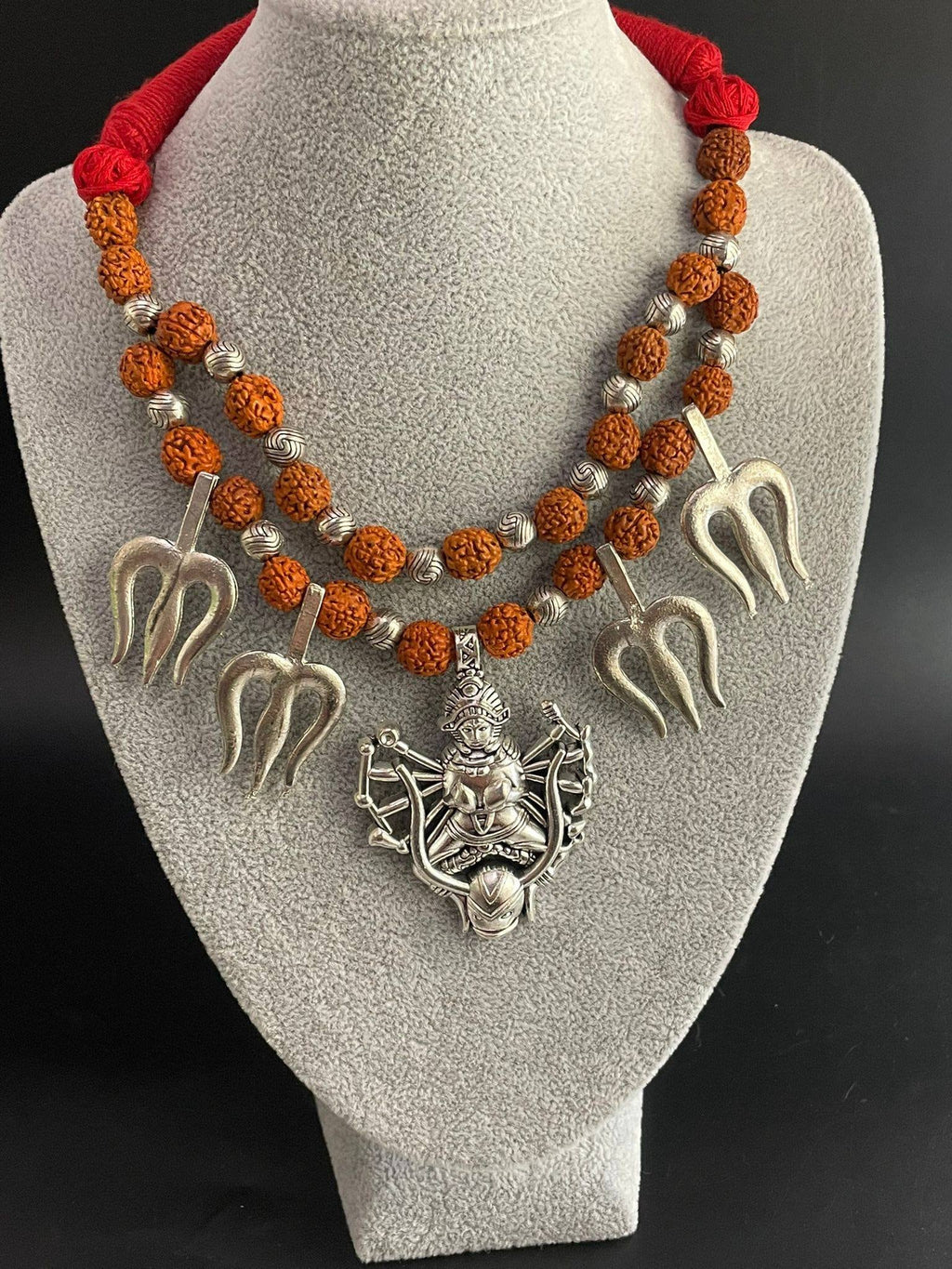 Kali Goddess Rudraksha Necklace: Hindu Amulet Pendant