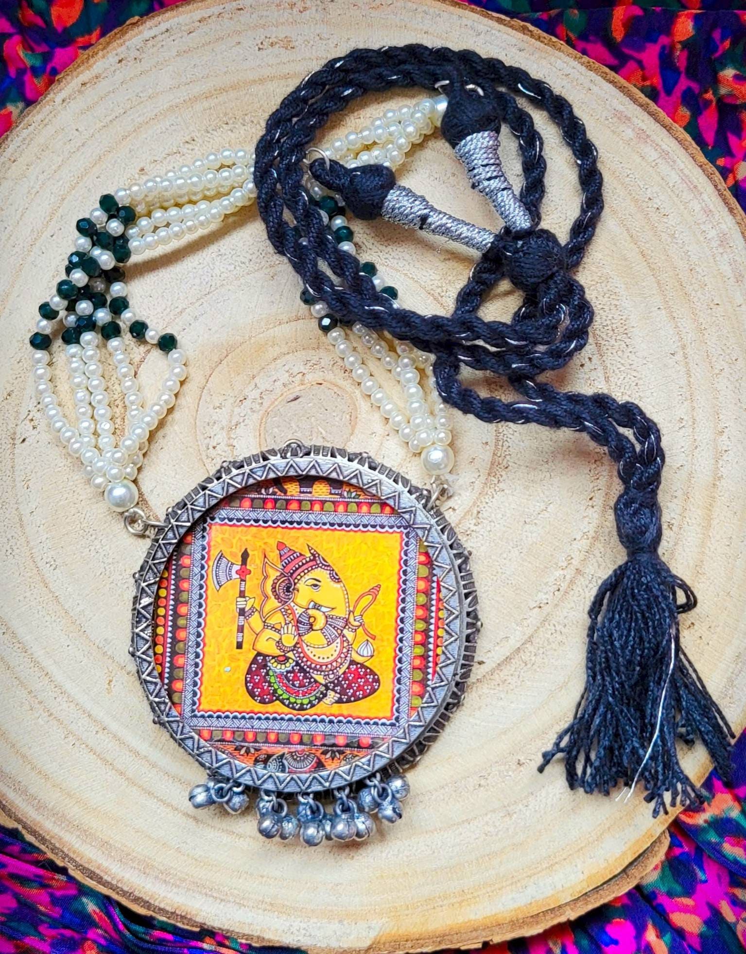 Ganesha Necklace: Hindu God Medallion, Good Luck Charm