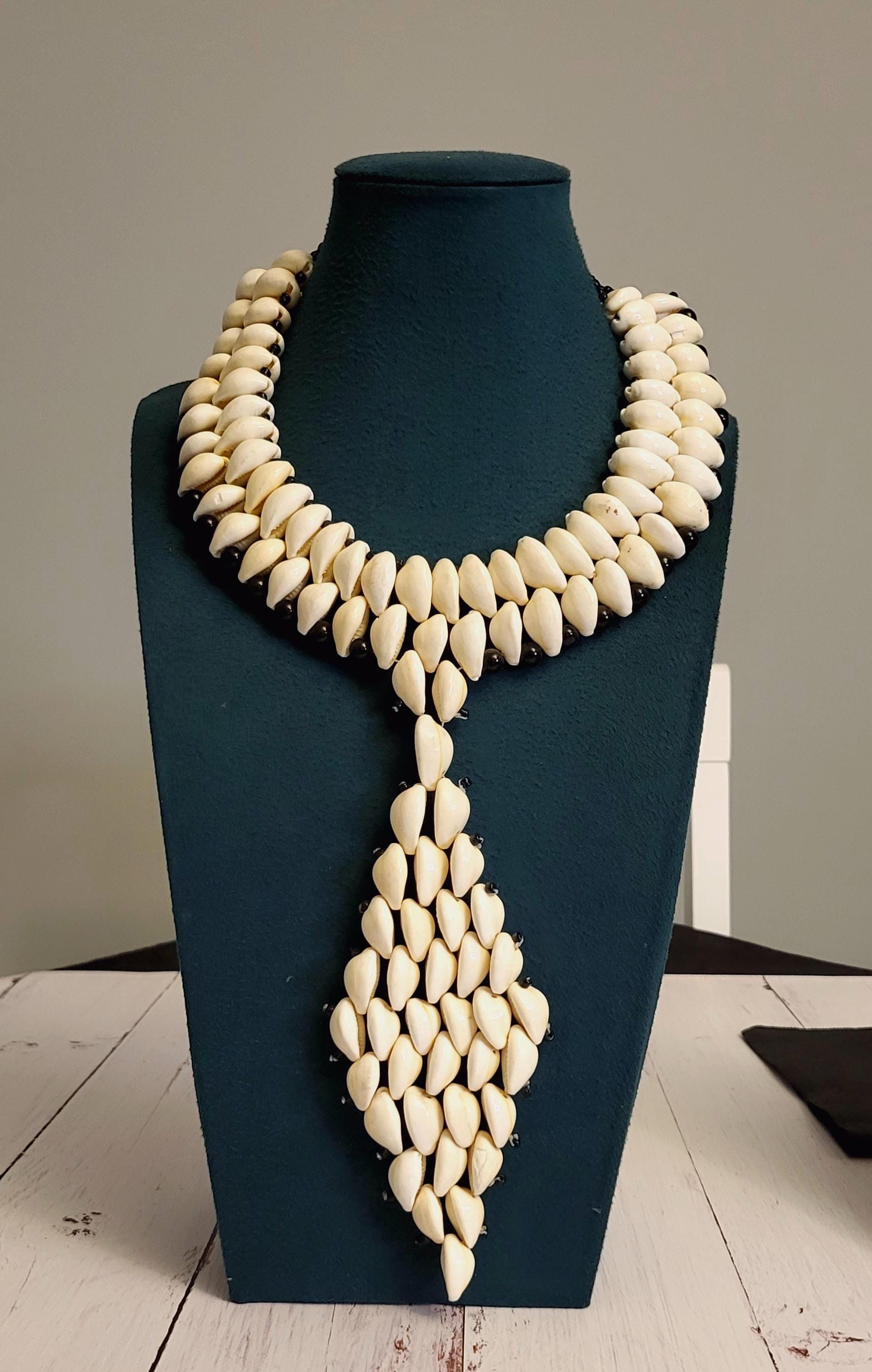 Handmade Cowrie Shell Bib Necklace: Beach Jewelry