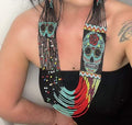 Handmade Seed Bead Skull Necklace: Ethnic Beaded Jewelry