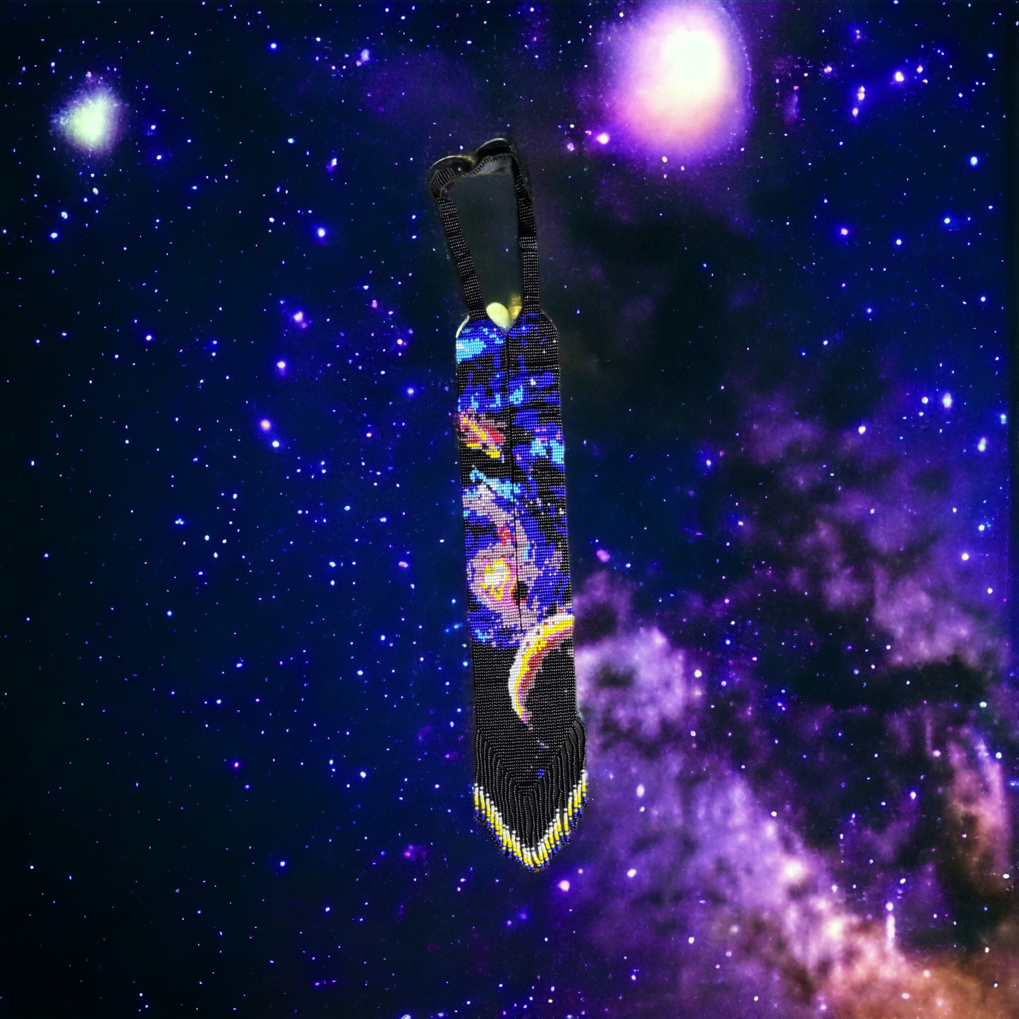 Handmade Loom Beaded Galaxy Necklace: Cosmic Universe Jewelry