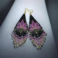 HANDMADE BEADED EARRING, Lotous design, Spirtual, Indian pattern,Fringe Earrings
