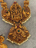 Gold Plated Laxmi Necklace Set: Brass Hindu Goddess Jewelry