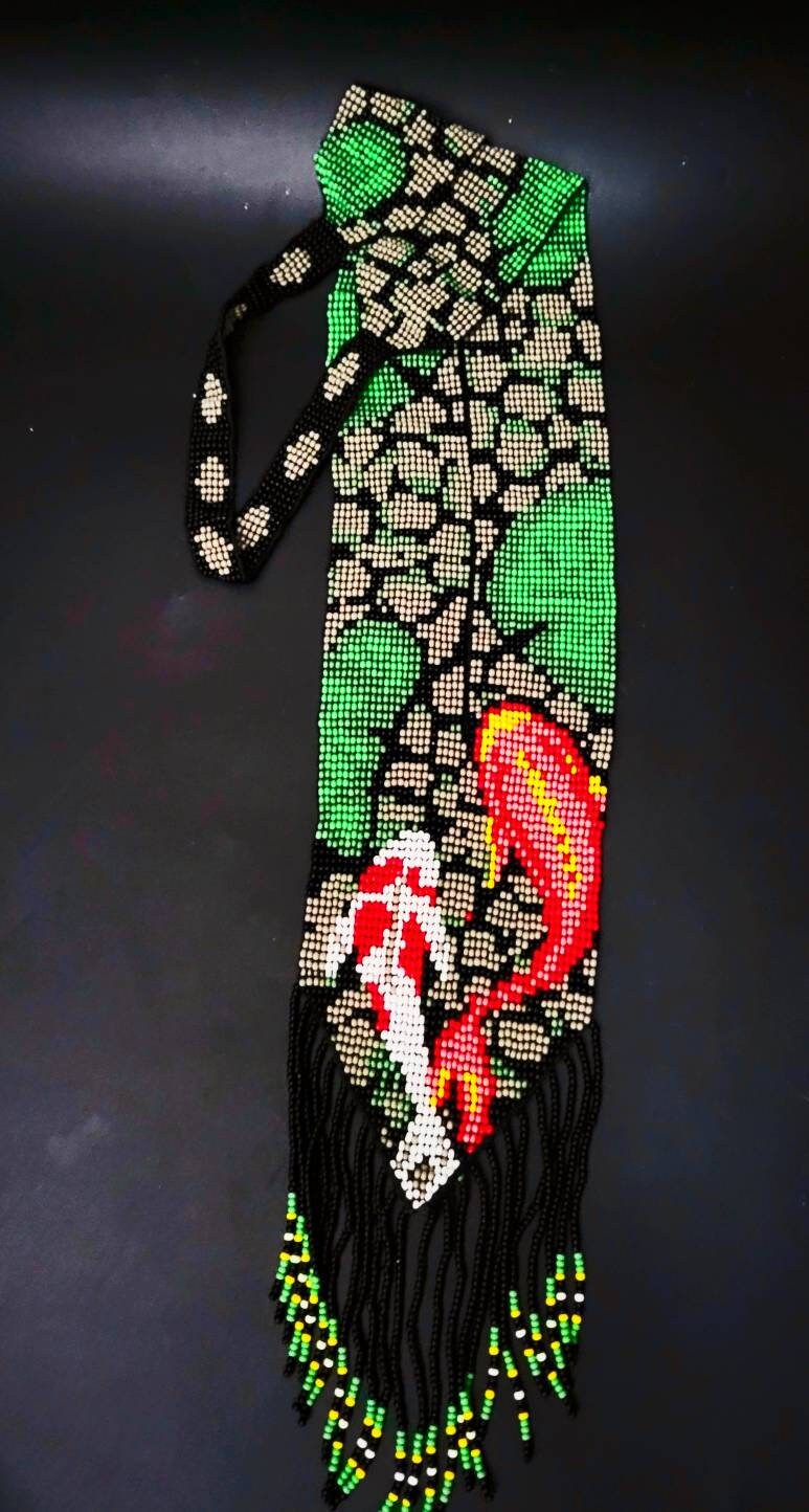 Handmade Koi Fish Beaded Long Necklace: Ocean Lover Jewelry