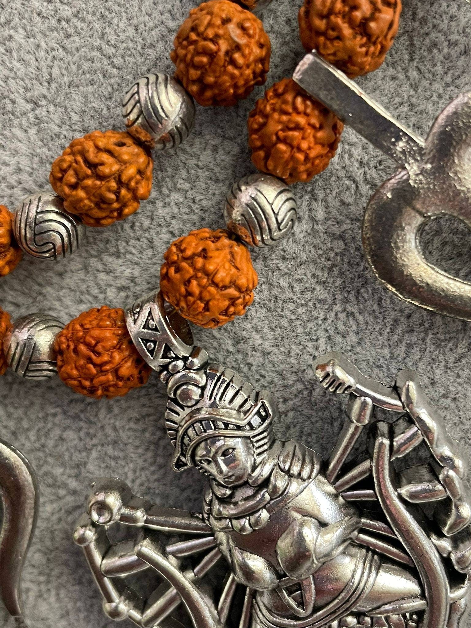 Kali Goddess Rudraksha Necklace: Hindu Amulet Pendant