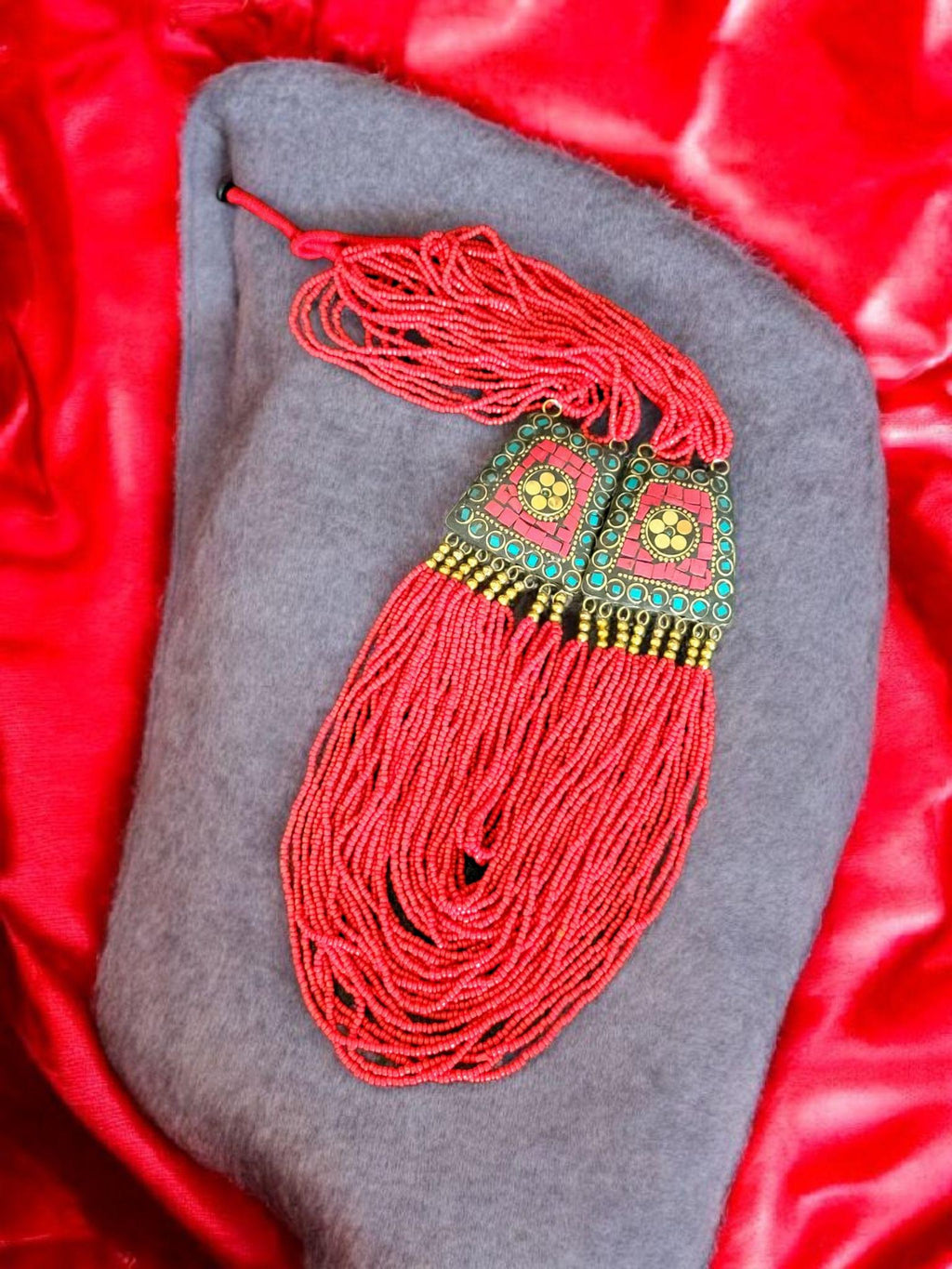 Tibetan Beaded Layered Necklace: Nepal Ethnic Boho Jewelry