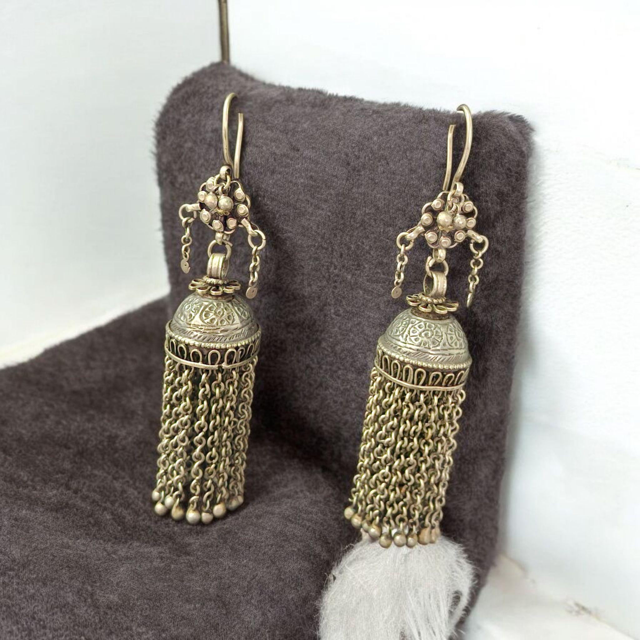 Antique Tassles Earring.Old Kochi Earring.Tribal Jewelry.Ethnic.Earring.Kuchi Earring.Authentic Earring,Vintage Earrings,Silver Earrings