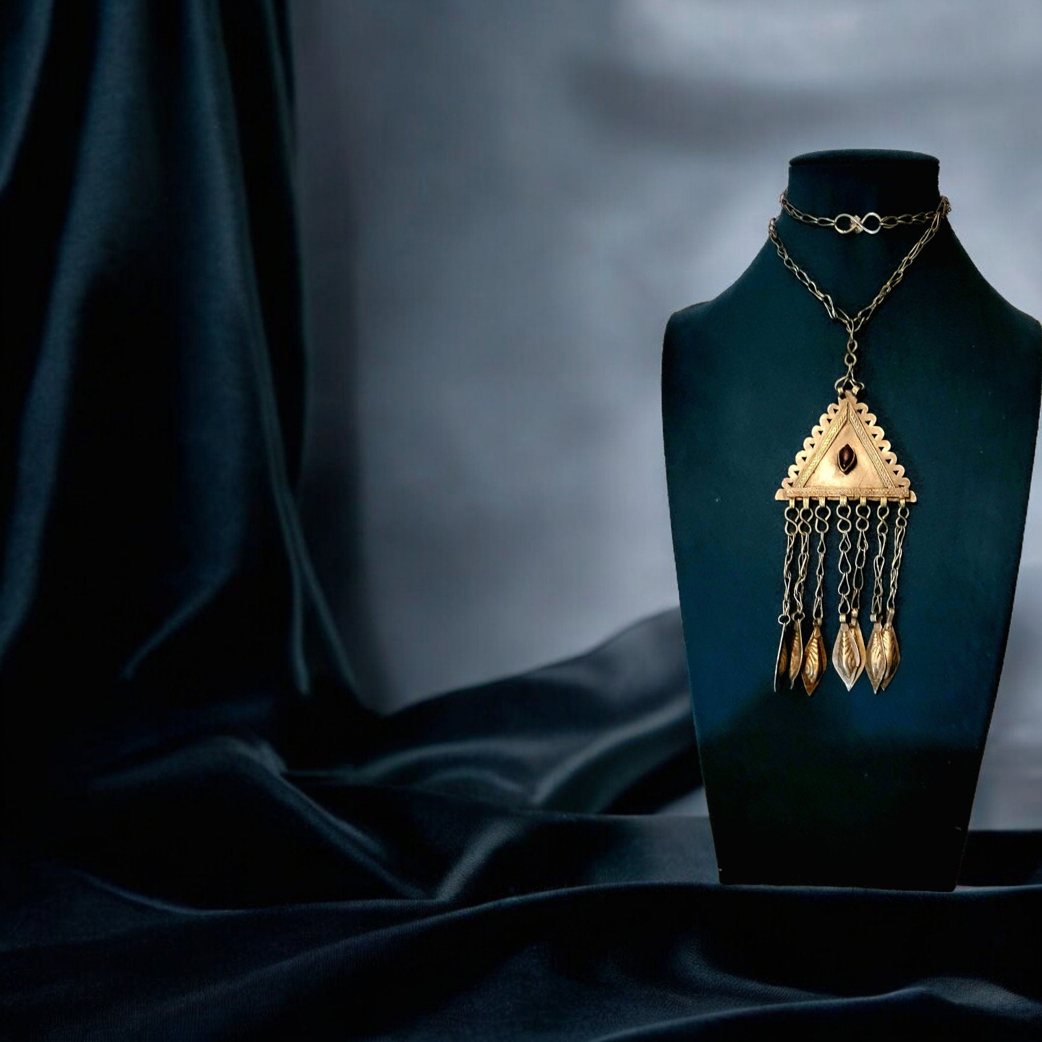 Vintage Kuchi Tribal Necklace: Afghan Boho Statement Jewelry