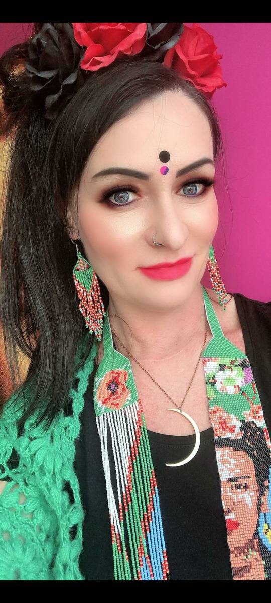 Handmade Frida Kahlo Beaded Necklace: Mexican Style Jewelry