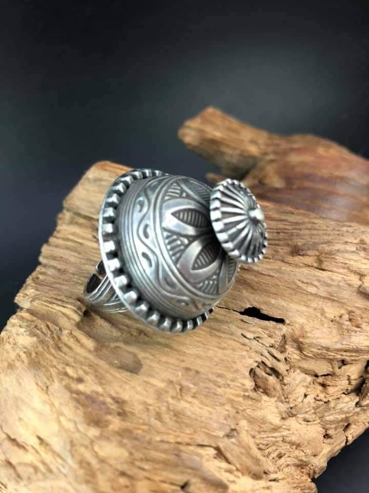 Oxidized Silver Lookalike Ring: Indian Bollywood Style, Adjustable