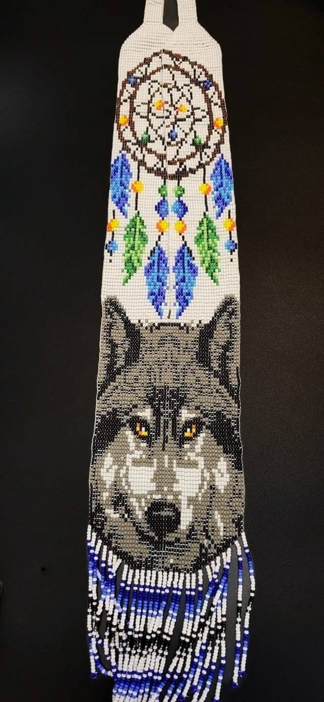 Handmade Beaded Wolf Necklace: Boho Mandala Animal Lover Gift