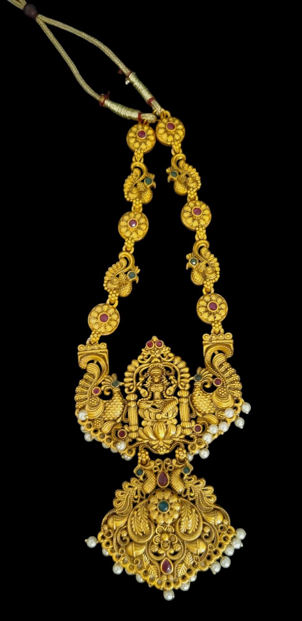 Gold Plated Laxmi Necklace Set: Indian Goddess Jewelry