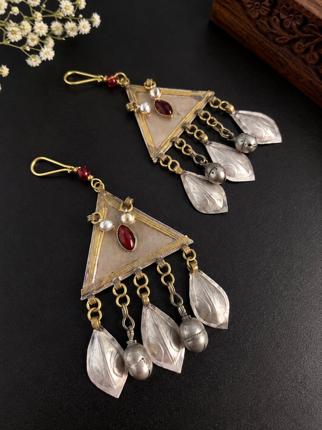 Handmade Tribal Triangle Dangle Earrings