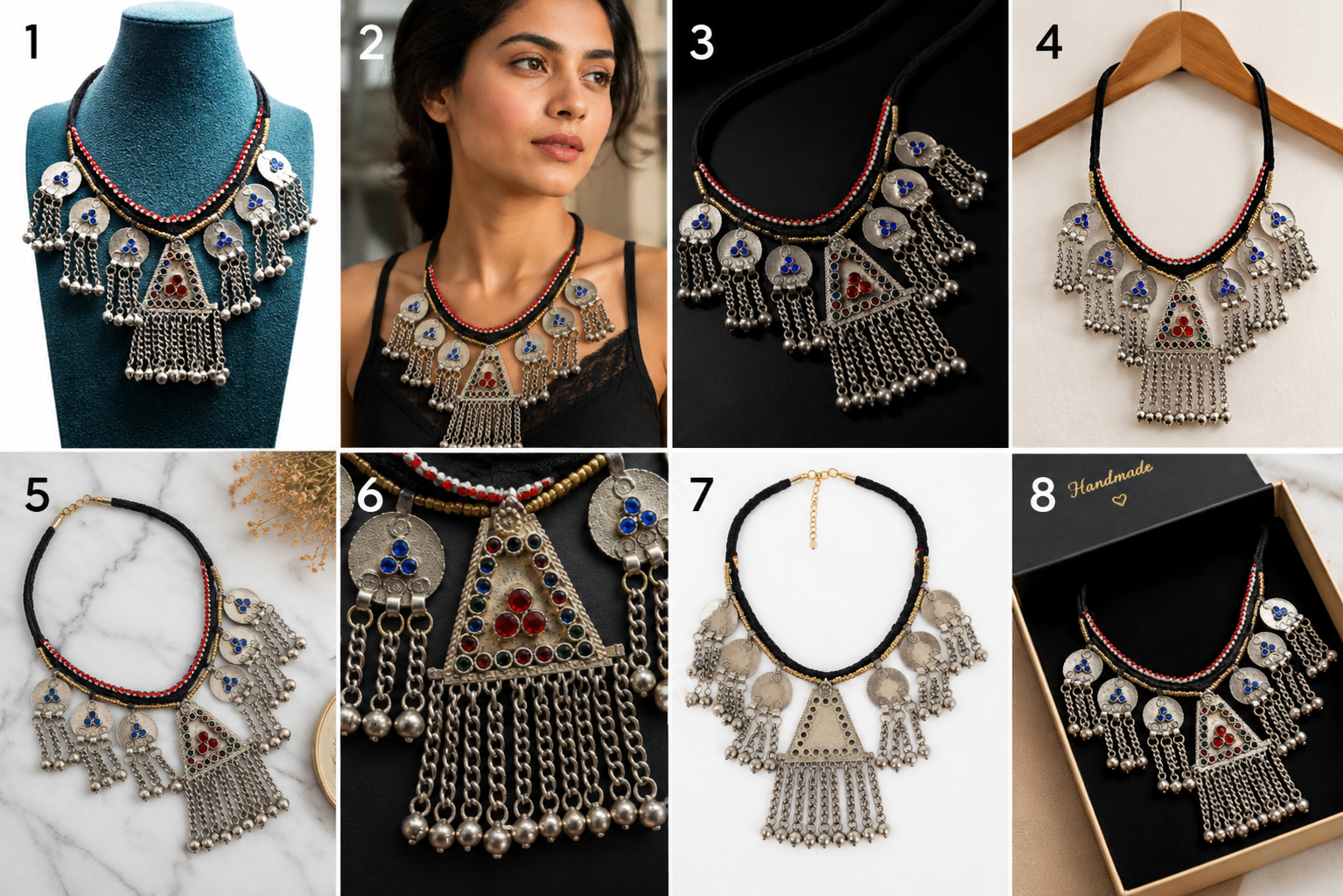Handcrafted Kuchi Tribal Necklace: Afghan Coin & Tassel
