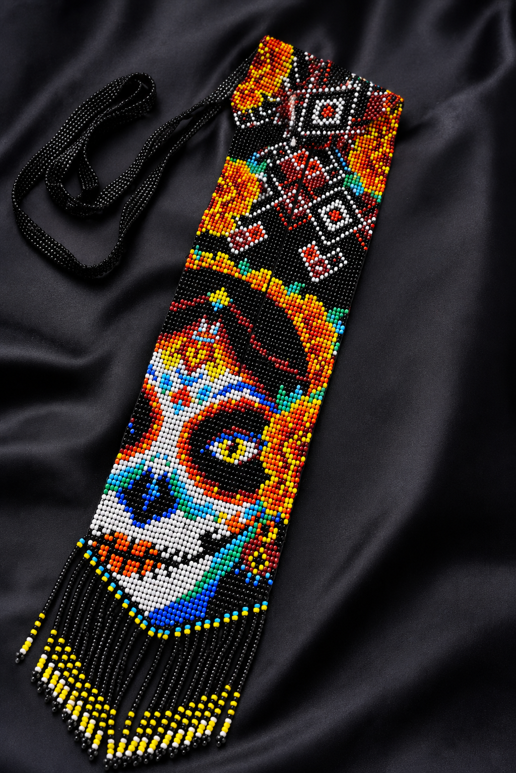 Handmade Sugar Skull Beaded Necklace: Day of the Dead
