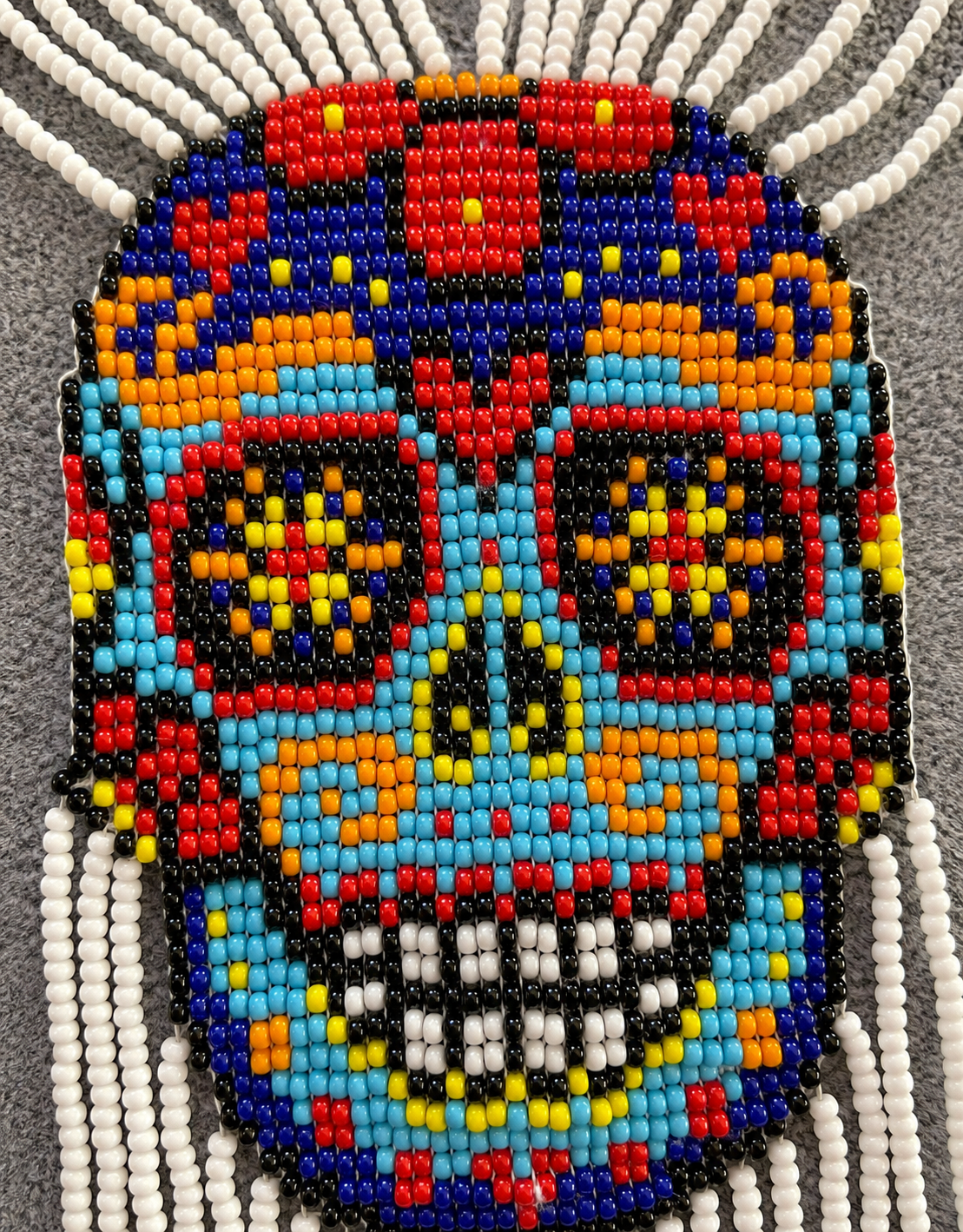 Handmade Sugar Skull Beaded Necklace & Earrings Set