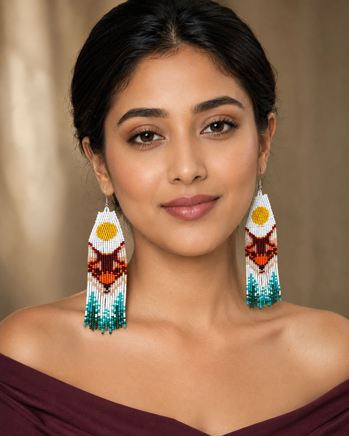 Handmade Seed Bead Fox Earrings: Artisan Animal Jewelry