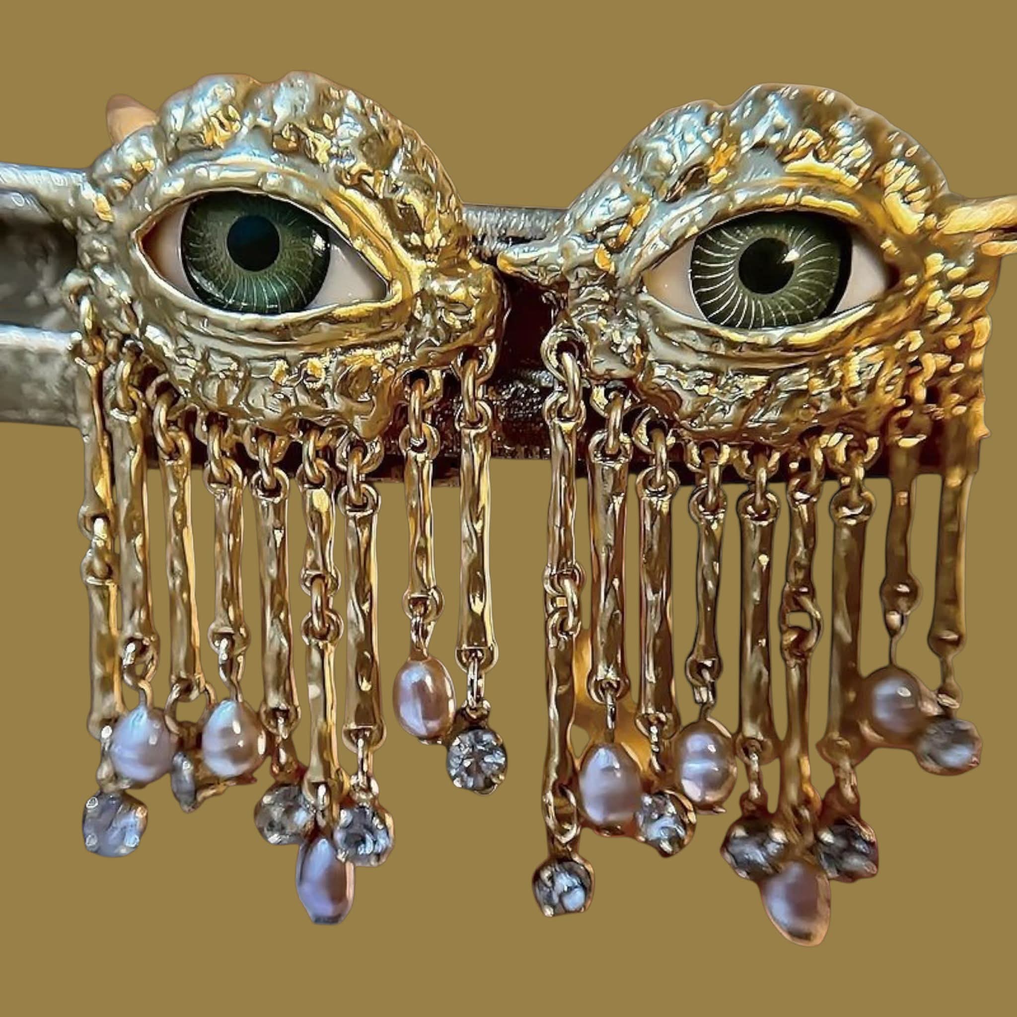 Mystic Eye Tassel Statement Earrings