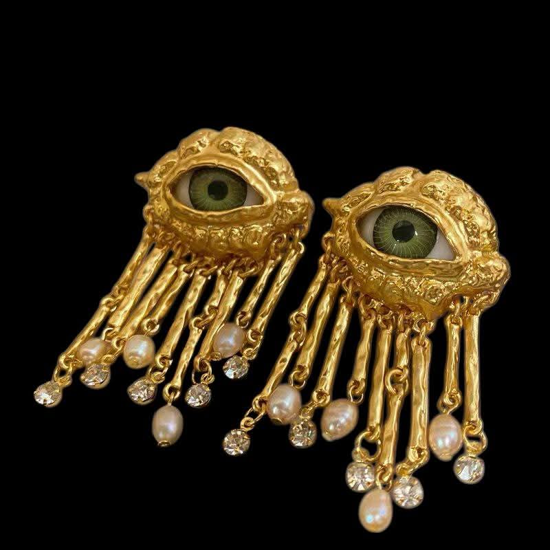 Mystic Eye Tassel Statement Earrings