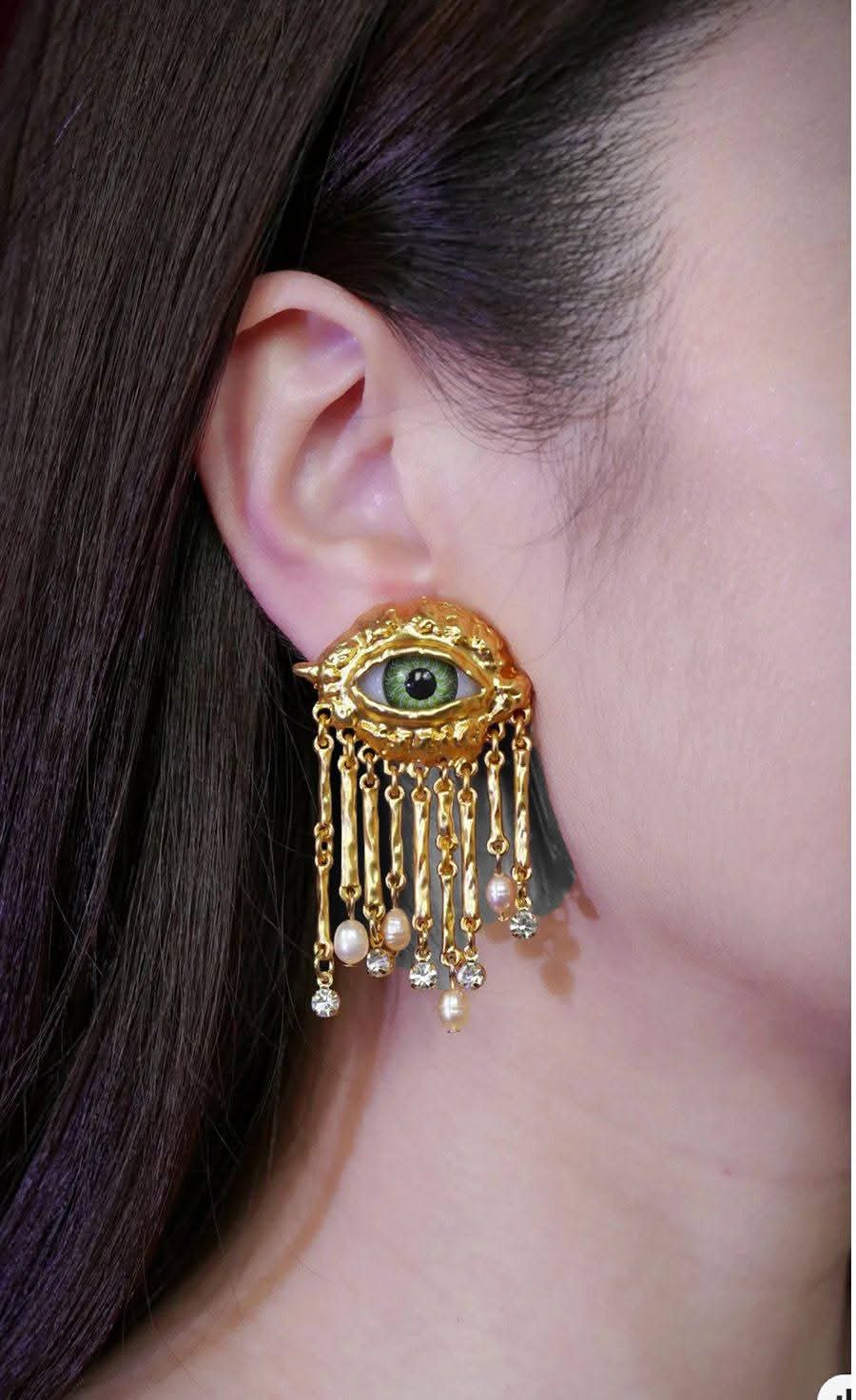 Mystic Eye Tassel Statement Earrings