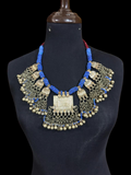 Vintage Kuchi Tribal Bib Necklace – Handcrafted Coin & Bell Statement Piece