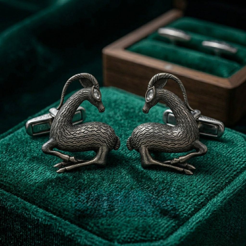 Vintage Scythian-Style Ibex Statement Earrings in Antique Bronze Finish