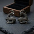 Vintage Scythian-Style Ibex Statement Earrings in Antique Bronze Finish