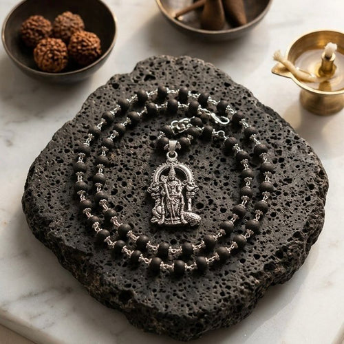 Antique Silver Kartikeya Idols Necklace | Spiritual Hindu Deity Jewelry