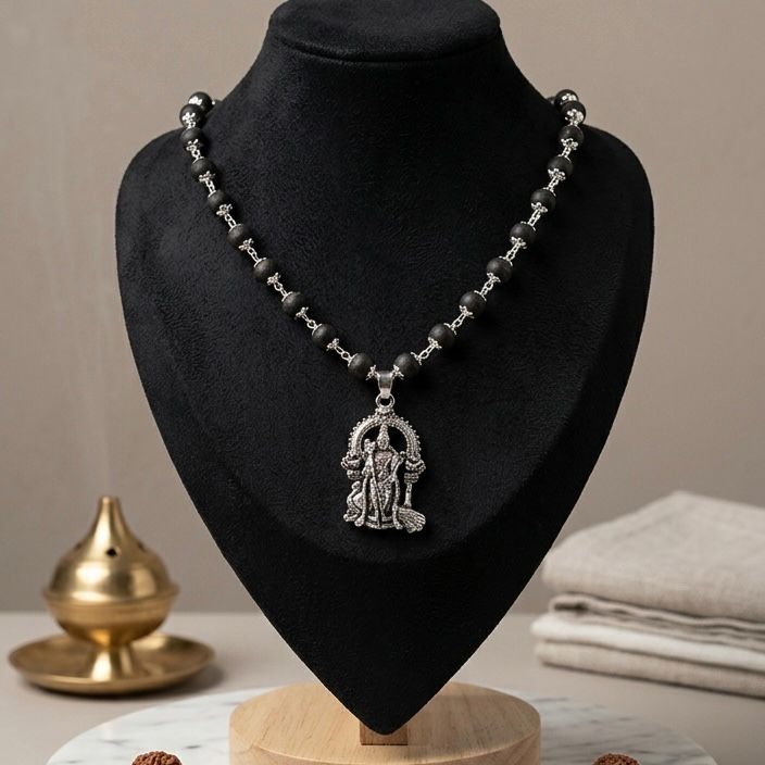Antique Silver Kartikeya Idols Necklace | Spiritual Hindu Deity Jewelry