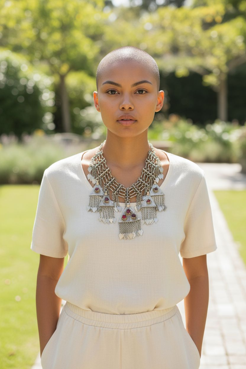 Desert Rose" Handcrafted Tribal Gala Necklace – Statement Geometric Bib