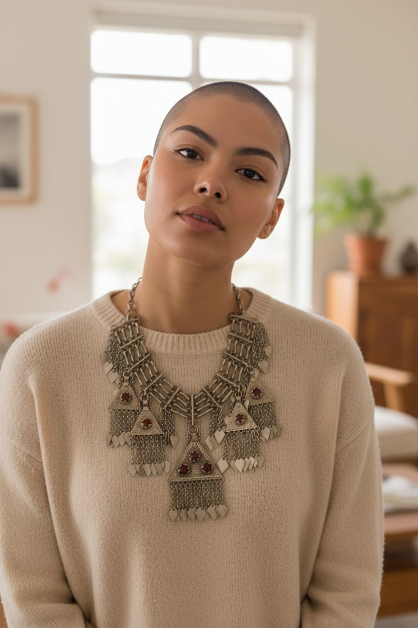 Desert Rose" Handcrafted Tribal Gala Necklace – Statement Geometric Bib