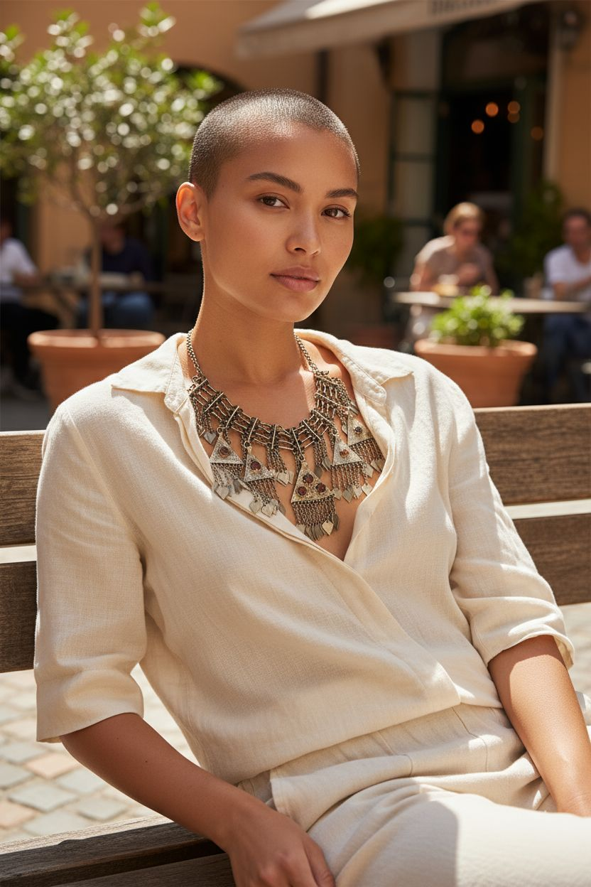 Desert Rose" Handcrafted Tribal Gala Necklace – Statement Geometric Bib