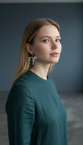 Vintage-Style Silver Horse Drop Earrings with Purple Gemstones
