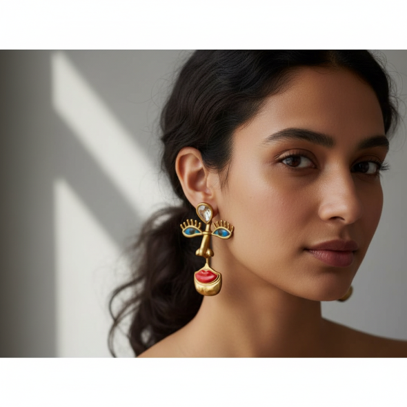 Surrealist Manifesto: Gold-Plated "Abstract Face" Earrings