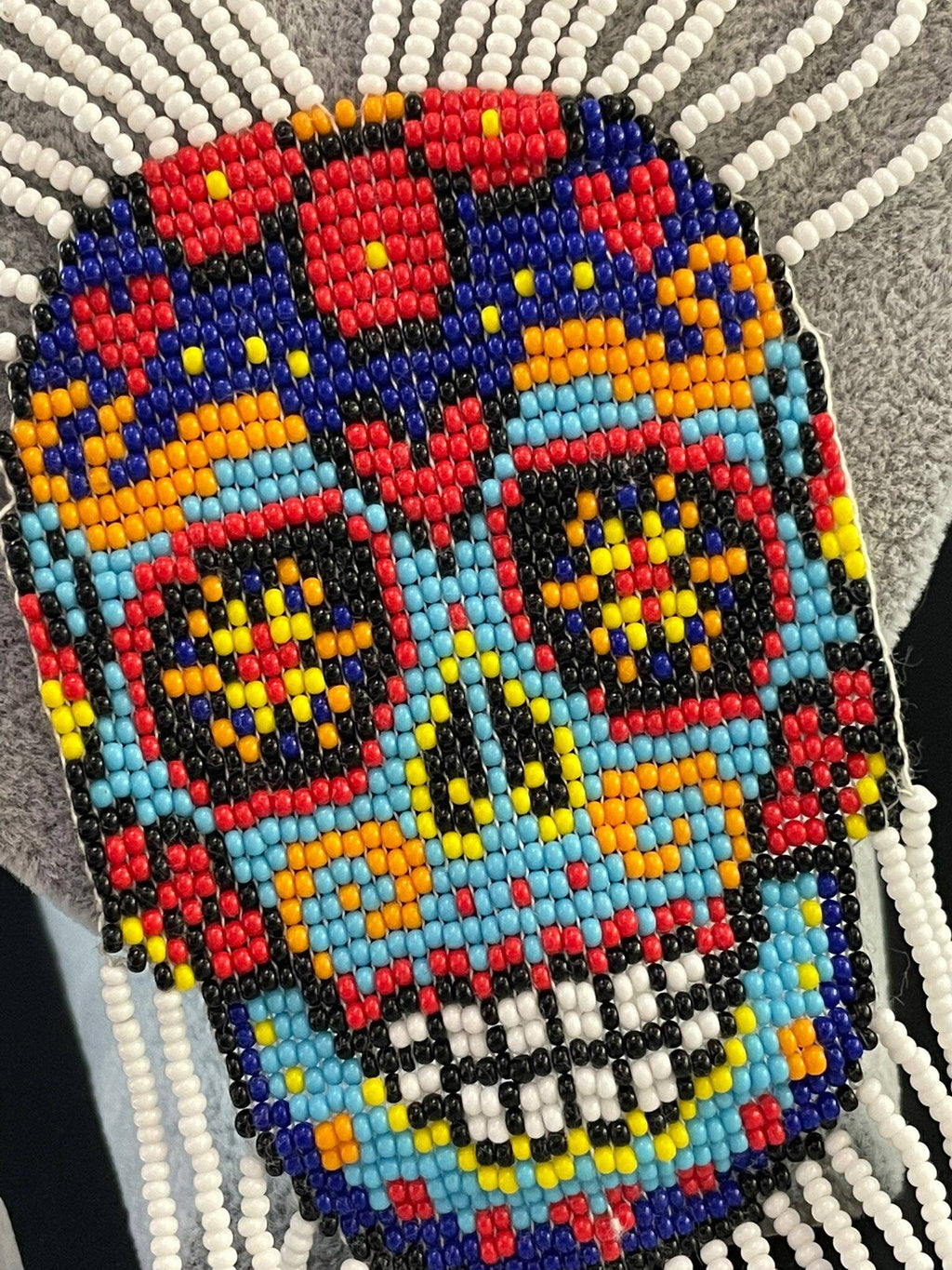 Handmade Seed Bead Skull Necklace: Ethnic Sugar Skull Jewelry Set
