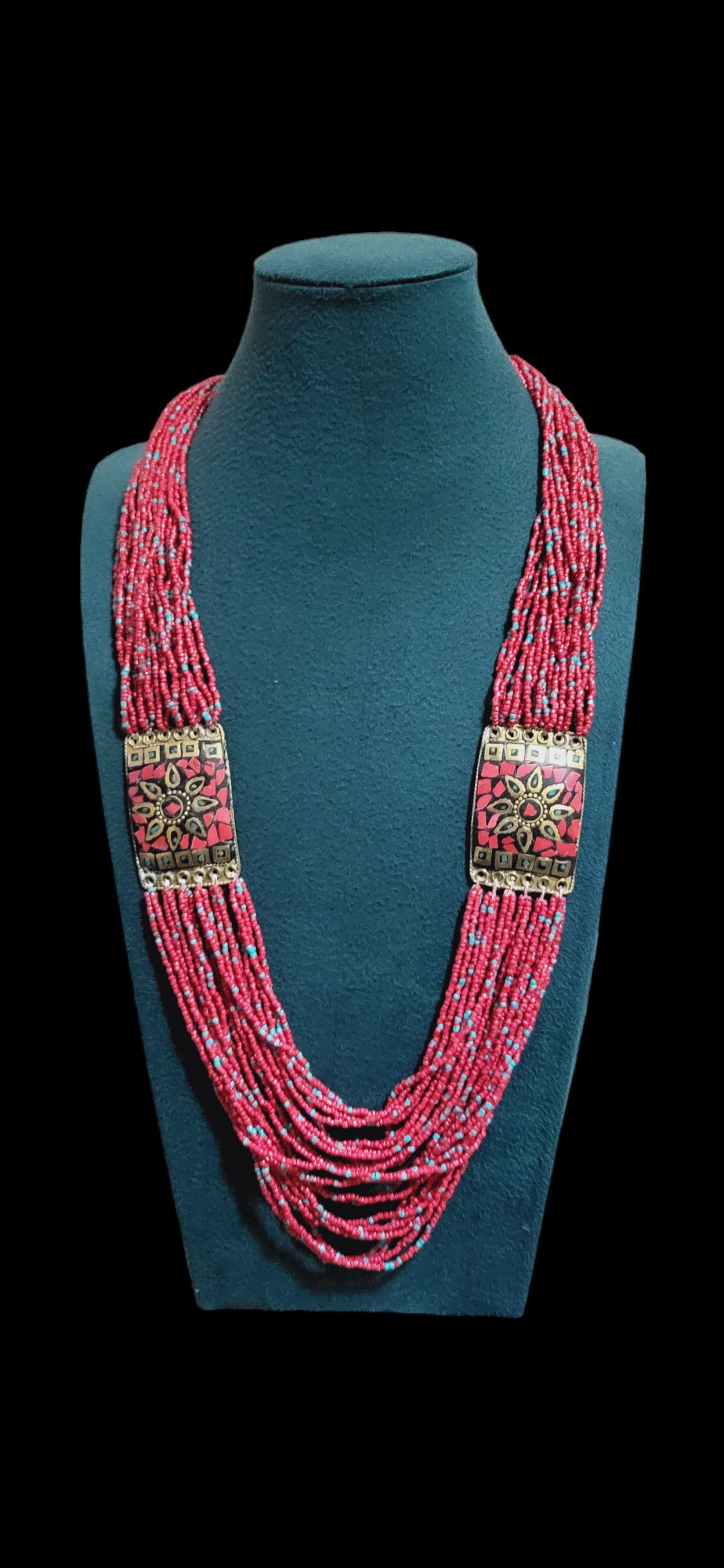 Tibetan Beaded Layered Necklace: Nepal Ethnic Boho Jewelry
