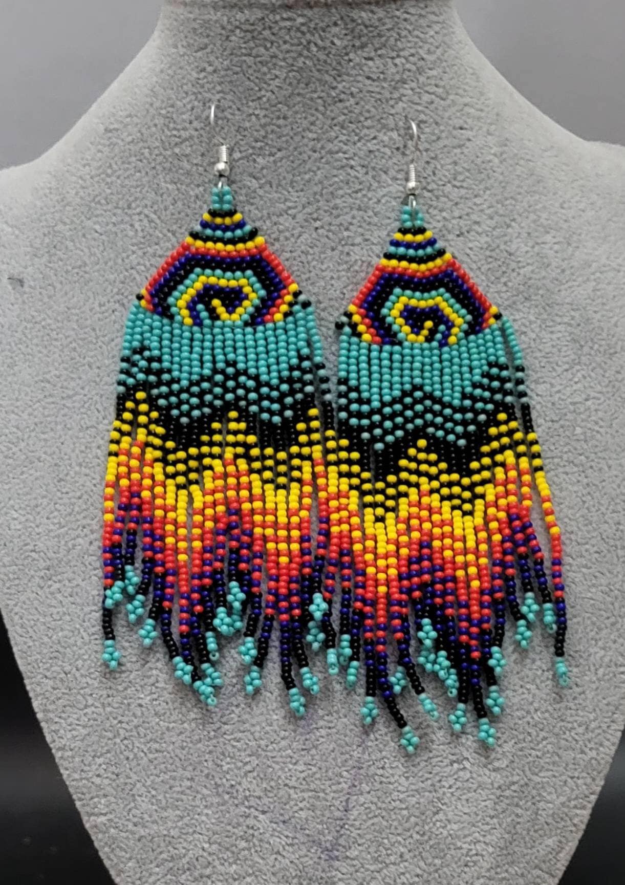 Handmade Beaded Earring,Fringe Earrings,Long Earring, Seed Beads Earring,Threader Earring,