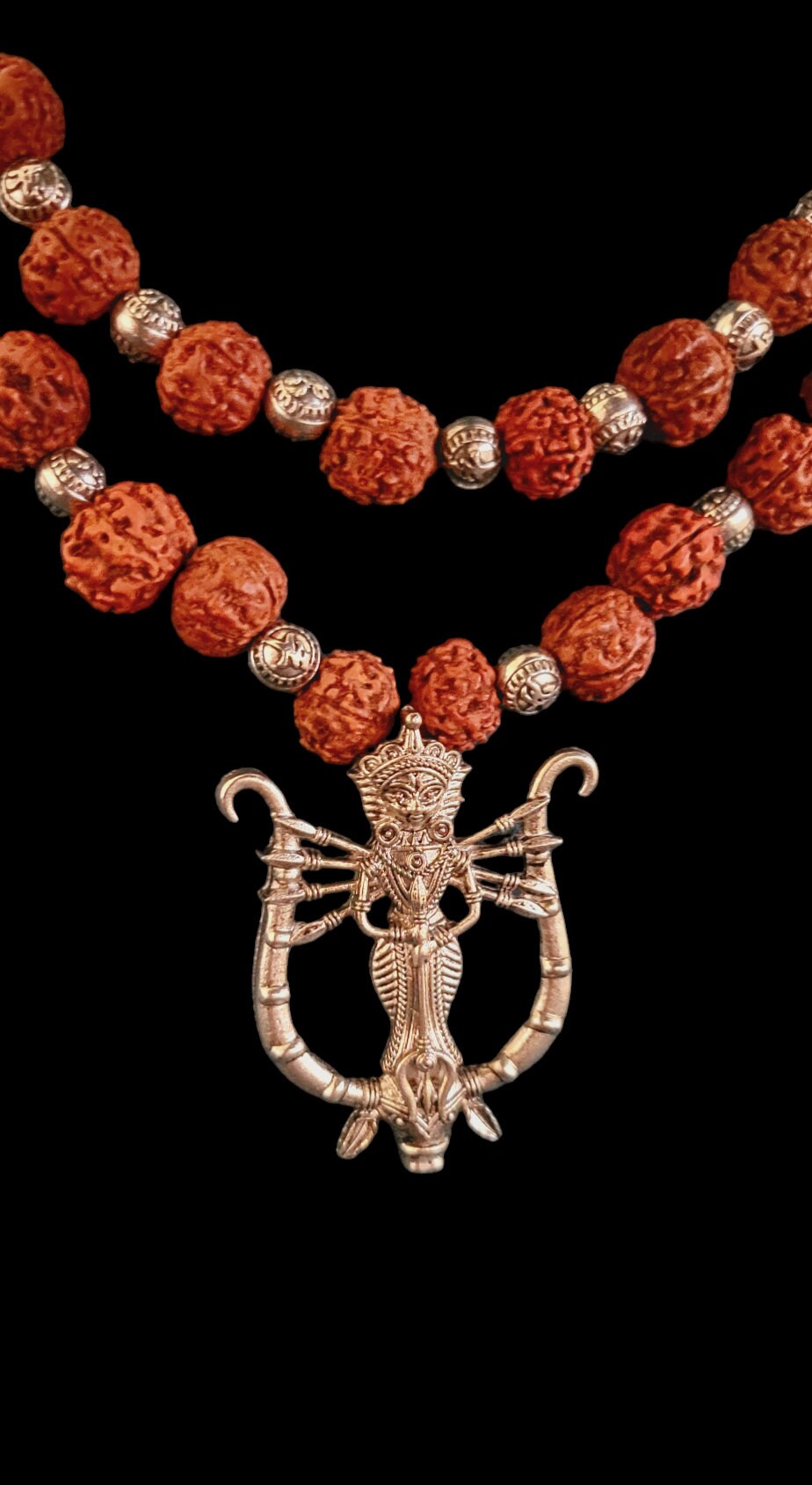 Kali Goddess Rudraksha Necklace: India Spiritual Amulet