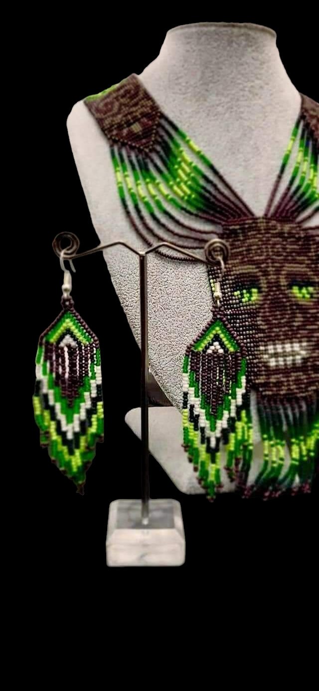 Handmade Seed Bead Skull Necklace: Ethnic Beaded Jewelry